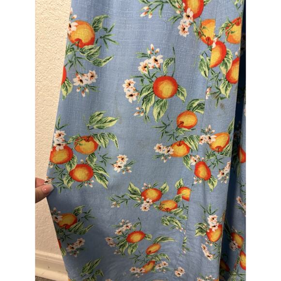 Torrid Orange Grovw Women’s Maxi Dress Sz 2 Blue Oranges Summer Vacation Resort - Picture 14 of 15